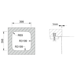 Lava louça RODI INDUS 40, uma pia sem escorredor, inox polido, aplicação inferior, 440 x 440, MOD.500 mm