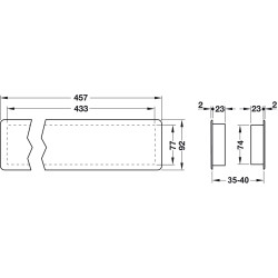 Grelha de ventilação para porta com persianas quadradas HAFELE 959.10.005, plástico cinza claro, P.23 x C.457 X A.92 mm