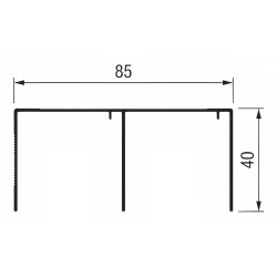 Rolete superior Terra S85 p/porta de roupeiro, ferro zincado c/rolamentos, roda borracha, p/calha L.85 x A.40 mm