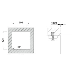 Lava louça RODI BOX LUX 45, uma pia sem escorredor, inox escovado, aplicação inferior (B), 490 x 440, MOD.600 mm