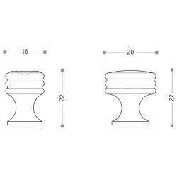 Puxador atual, cilindro Sofima 335, latão dourado, 1 furo, Ø.20 x A.22 mm