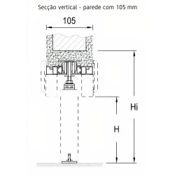 Caixilho SCRIGNO SCRIGNOtech ST3414 p/porta de correr, p/parede alvenaria EXT.105 x INT.70, L.900 x H.2020 mm