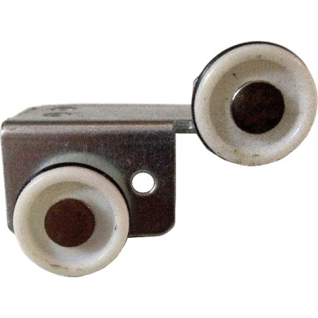 Rolete superior R7 para porta de roupeiro, ferro zincado, roda nylon com borracha