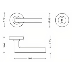Puxador 2 espelhos redondos c/manete redonda Sofima 443, zamak bronze, P.50,2 x L.100 x Ø.52/15 mm