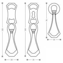 Puxador rústico, espelho c/pingente Sofima 601, zamak bronze, A.115 x L.23 mm (c/entrada de chave)