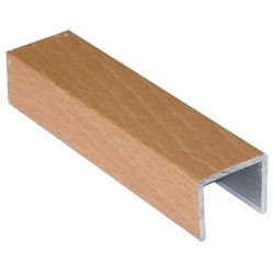 Perfil calha U 10962/14705, alumínio cromado mate, para porta de roupeiro com 16 mm