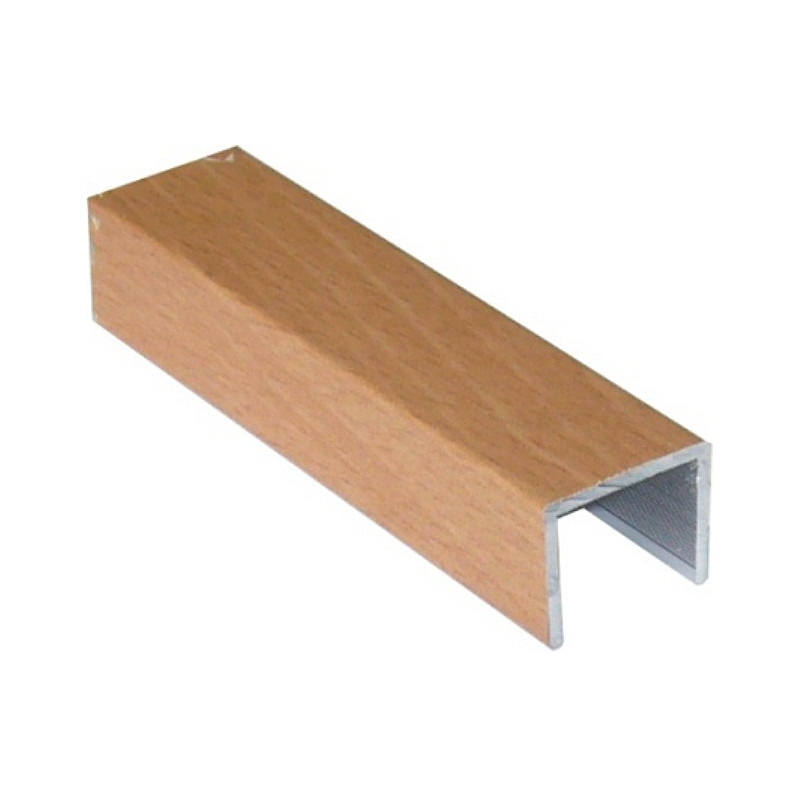 Perfil calha U 10962/14705, alumínio cromado mate, para porta de roupeiro com 16 mm