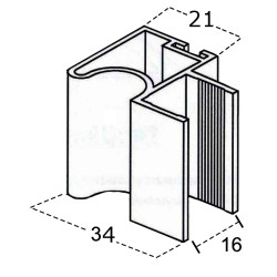 Perfil calha puxador 10286/17970, alumínio revestido a folha de carvalho sem verniz, para porta de roupeiro com 16 mm