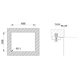 Lava louça RODI BOX LUX 50, uma pia sem escorredor, inox escovado, aplicação inferior (B), 540 x 440, MOD.600 mm