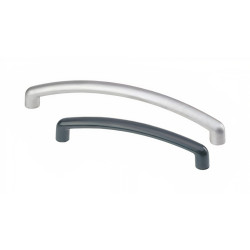 Puxador atual, asa barra redonda curva Sofima 708, zamak cromado mate, 2 furos distância 96, Ø.8 x A.23 x C.105 mm