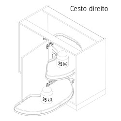 Conjunto 2 cestos direito para estrutura VAUTH-SAGEL CORNERSTONE MAXX, base branca, rail cromado, PORTA.600, MOD.1000 mm