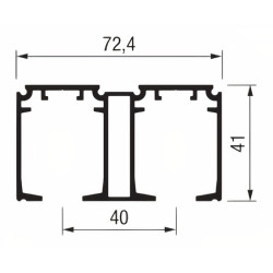 Kit p/porta de correr suspensa Air M60, calha superior p/teto dupla, alumínio anodizado prata mate, até 60 kg, C.2000 mm