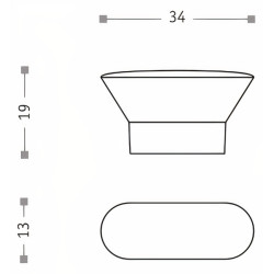 Puxador atual, cogumelo oval Sofima 724, zamak niquelado mate, 1 furo, A.19 x C.34 x L.13 mm