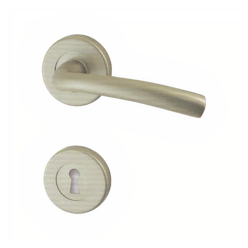 Puxador 2 espelhos redondos c/manete curva Sofima 823, latão níquel escovado, P.65 x L.112 x Ø.52 mm