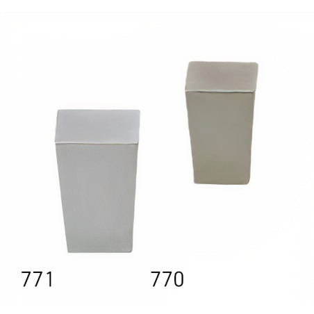 Puxador atual, quadrado rectangular Sofima 771, zamak cromado mate, 1 furo, E.12 x A.23,5 x 15,3 x 15,3 mm