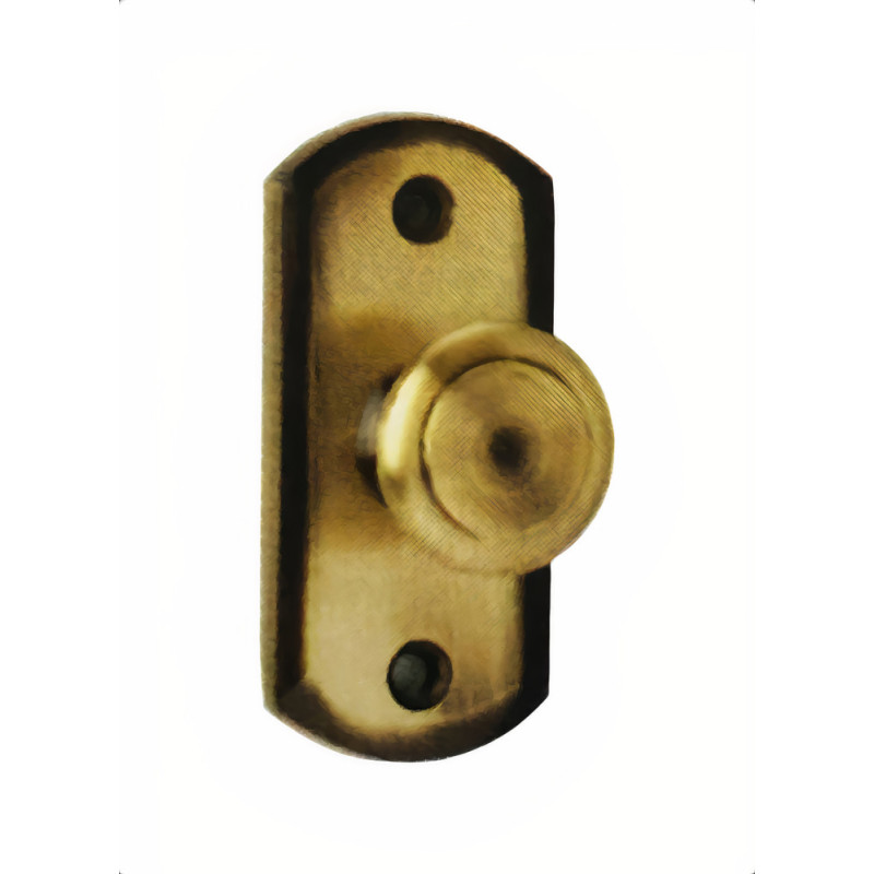 Puxador rústico, espelho baixo rectangular c/bola pequena Sofima 866, latão cromado mate, P.25 x L.30 x A.64 mm