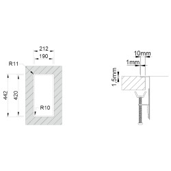 Lava louça RODI BOX LUX 17, uma pia sem escorredor, inox escovado, aplicação superior ou á face (A), 210 x 440, MOD.300 mm