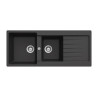 Lava louça RODI COMPOSITE 116 NERO, duas pias com escorredor reversível, compósito, encastrar, 1160 x 500, MOD.800 mm