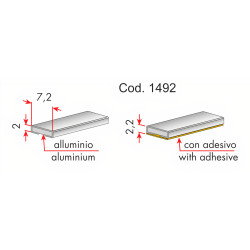 Perfil decorativo para embutir 1492, cromado, A.2 x L.7,2 x C.1169 mm