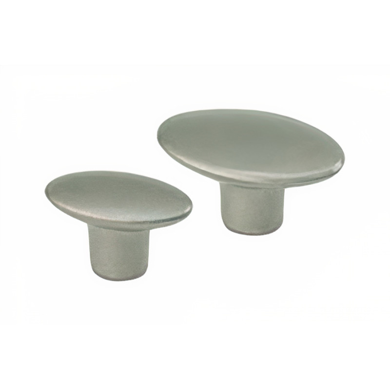 Puxador atual, cogumelo oval Sofima 659, zamak níquel escovado, 1 furo, base.Ø.12 x A.19 x C.35 x L.22 mm