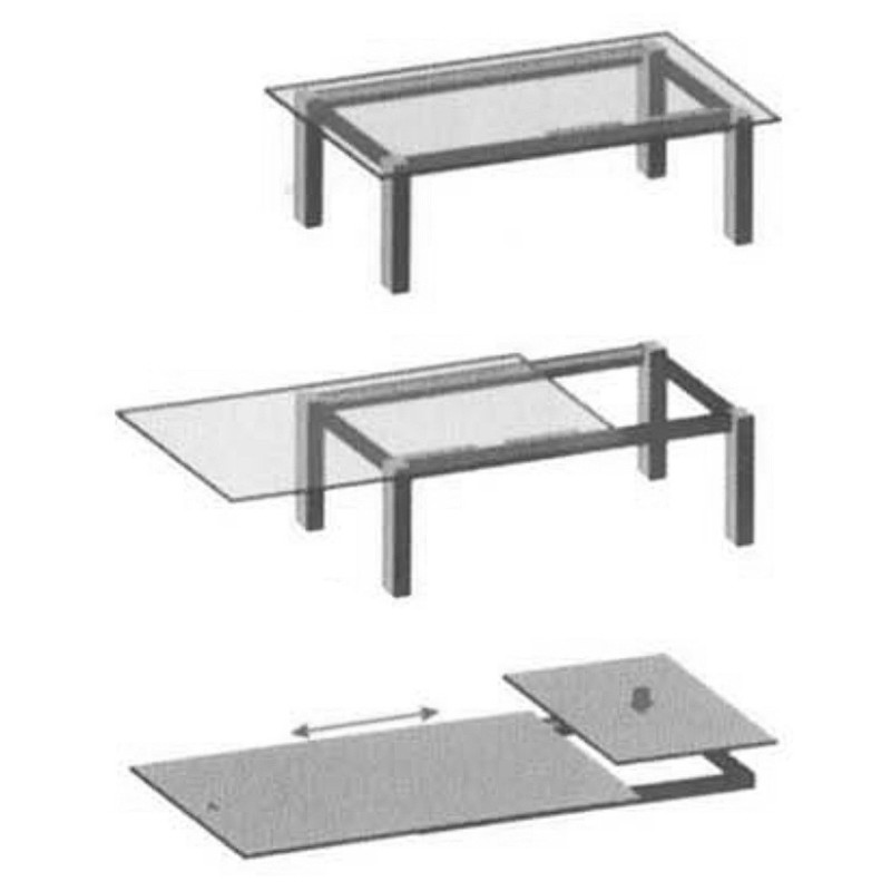 Corrediça de mesa extensível Pottker L36-1300, suporta 90 kg, A.50, C.1300 + abertura de 750 mm