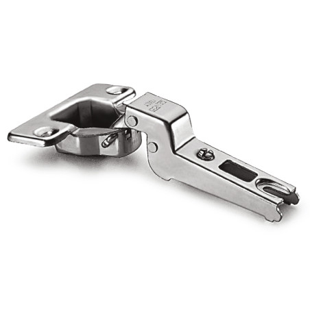 Dobradiça curva 8 DANCO F85080/92M44 WS, braço em aço niquelado, copo Ø.35 furação 48 mm sem mola, abertura 110º