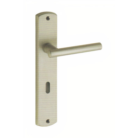 Puxador espelho alto rectangular c/manete redonda Sofima 814, latão cro. mate, Ø.14 x P.57 x L.41/108 x A.218 mm (ent. ch. yale)