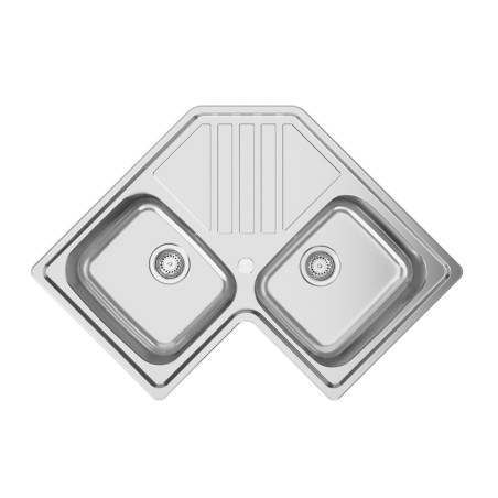 Lava louça RODI KEPPLER BB, duas pias com escorredor, inox polido, encastrar, 830 x 830, MOD.900 x 900 mm