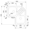 Lava louça RODI KEPPLER BB, duas pias com escorredor, inox polido, encastrar, 830 x 830, MOD.900 x 900 mm