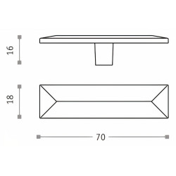 Puxador clássico, cogumelo rectangular Sofima 743, zamak niquelado mate, 1 furo, A.16 x L.18 x C.70 mm