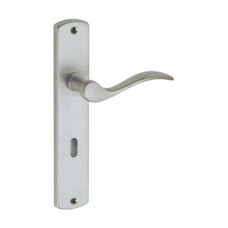 Puxador espelho alto rectangular c/manete curva Sofima 812, latão níquel escovado, P.60 x L.41/111 x A.218 mm