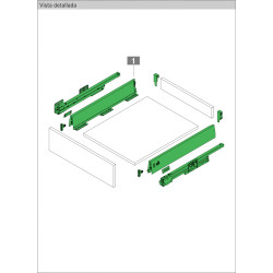 Lateral de gaveta com amortecedor GRASS DWD-XP H95 single set, silenciosa, extração total, suporta 40 kg, cinza, A.95 x C.500 mm