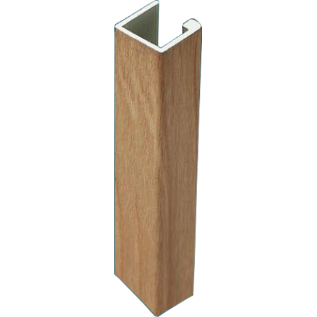 Perfil calha U 11595, alumínio revestido a melamina de wenge, para porta de roupeiro com 10 mm