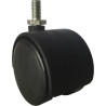 Rodízio giratório com perno rosca M8, roda Ø.50 dupla, sem travão, preto, A.76 mm