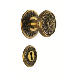 Puxador rústico, 2 espelhos redondos c/bola grande Sofima 473, zamak niquelado preto, P.57 x Ø.63/45 mm