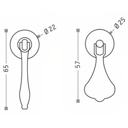Puxador rústico, espelho redondo c/pingente Sofima 182, zamak bronze, A.65 x Ø.22 mm