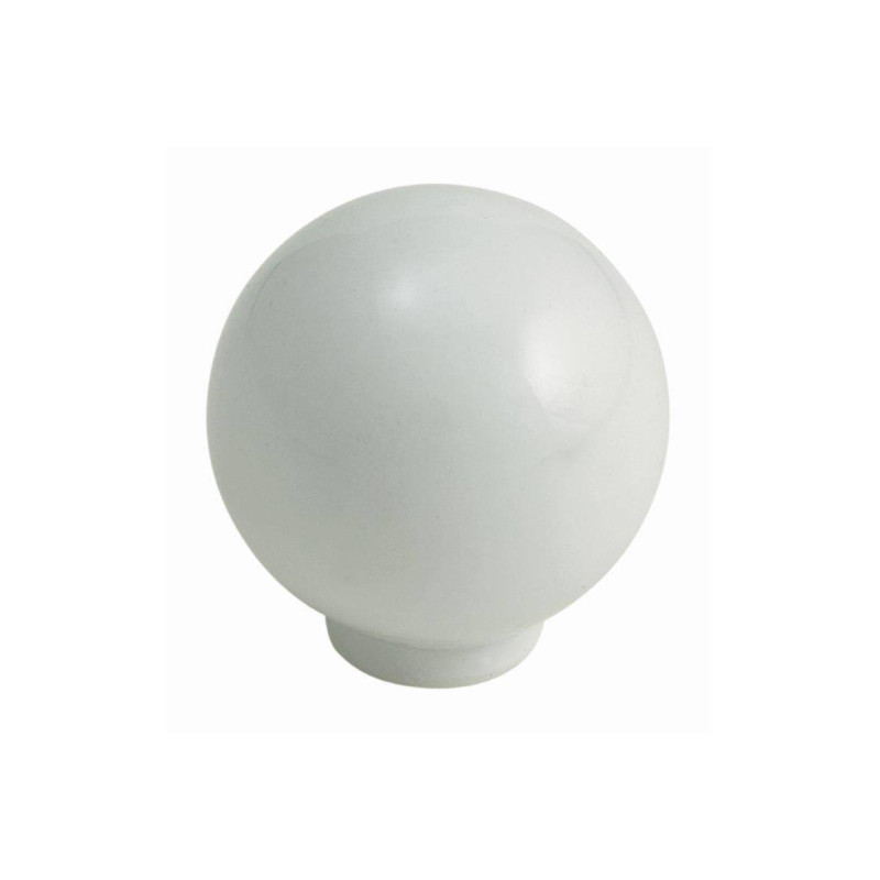 Puxador clássico, bola F1007 T-500, plástico ABS branco, 1 furo, Ø.25/24 x A.25 mm
