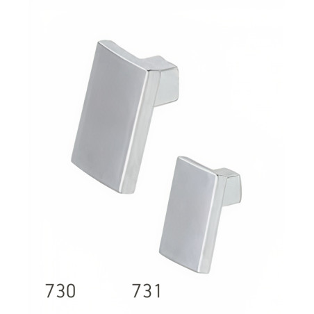 Puxador atual, pingente rectangular Sofima 730, zamak cromado mate, 1 furo, L.23 x A.21 x C.30 mm