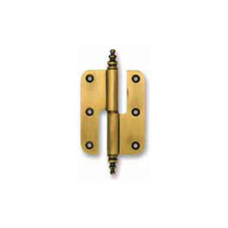 Dobradiça meio balanço com carrapeta de cantos redondos Sofima 296 p/porta, latão bronze, 3", A.75 x L.34 x E.2,8 mm, esquerda