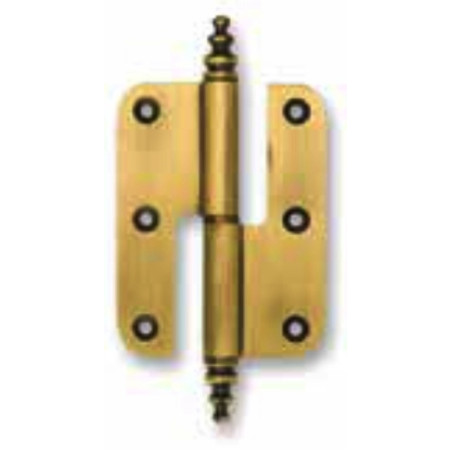 Dobradiça meio balanço com carrapeta de cantos redondos Sofima 296 p/porta, latão bronze, 3", A.75 x L.34 x E.2,8 mm, esquerda