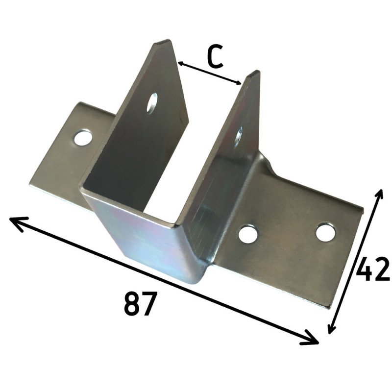 Tranqueiro simples para travessas de cama em ferro zincado branco com 16 mm