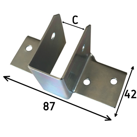 Tranqueiro simples para travessas de cama em ferro zincado branco com 19 mm