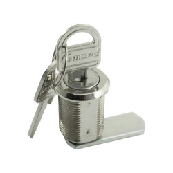 Fecho/fechadura para mobiliário MARC 221/L20, latão niquelado, patilha tipo D, B.22, rosca L.20 mm