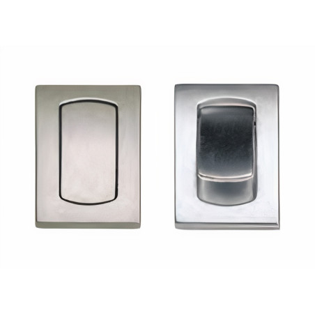 Puxador atual, botão pingente rectangular oculto Sofima 732, zamak cromado mate, 1 furo, C.46 x L.30 x A.18 mm