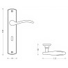 Puxador espelho alto rectangular c/manete curva Sofima 812, latão niquelado mate, P.60 x L.41/111 x A.218 mm