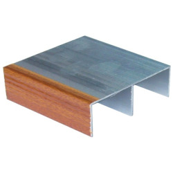 Perfil calha superior 10288/1182, para porta de roupeiro, alumínio revestido a melamina de wenge, A.40 x C.6000 mm