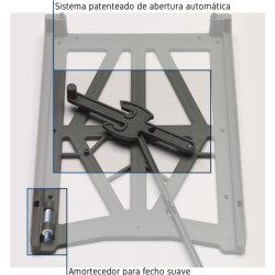 Balde lixo p/cozinha Gollinucci 516, aber. aut. pull-out c/amort., plá. cinza, 2 x 16 lts, L.343 x P.475 x A.372, MOD.MÍN.450 mm