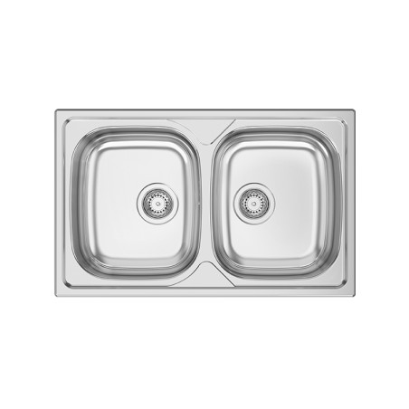 Lava louça RODI OKIO LINE 80 BB, duas pias sem escorredor, inox polido, encastrar, 800 x 500, MOD.800 mm