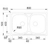 Lava louça RODI OKIO LINE 80 BB, duas pias sem escorredor, inox polido, encastrar, 800 x 500, MOD.800 mm