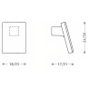 Puxador atual, pingente rectangular Sofima 730, zamak cromado mate, 1 furo, L.23 x A.21 x C.30 mm